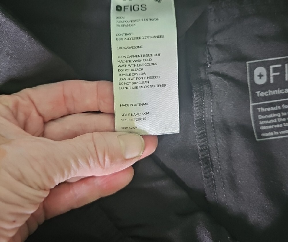 Figs Black Straight-Leg Scrub Pants Size  M /S Two Back Pockets And Side Pocket - Picture 6 of 9